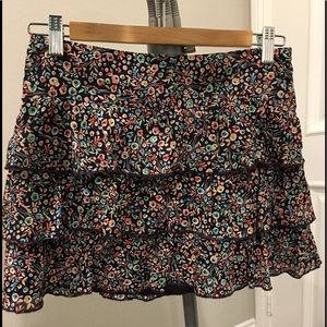 Express floral ruffle mini skirt